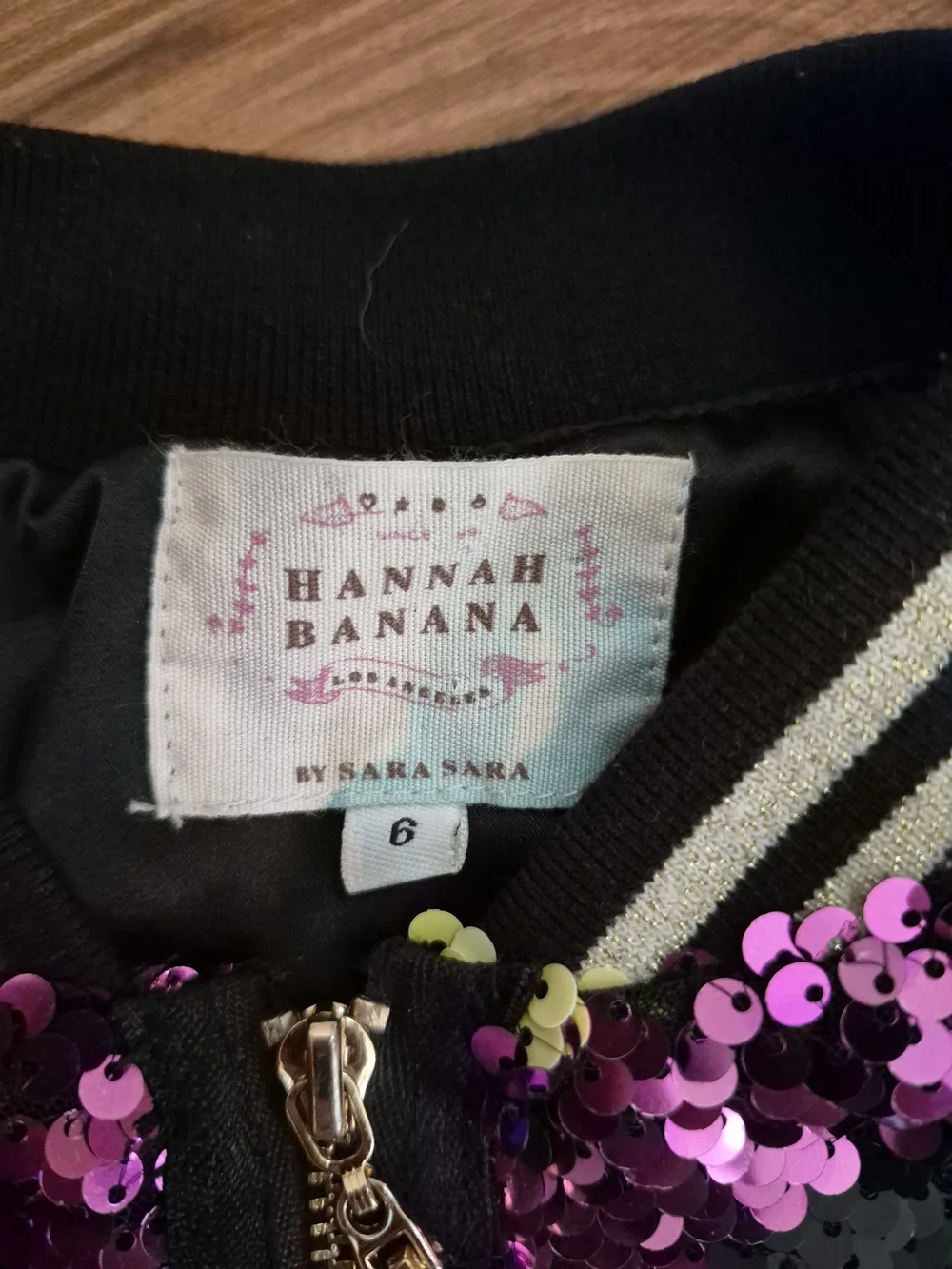 Hannah Banana Black Sequined Bomber Jacket Chevron Sequins Furry Sleeves